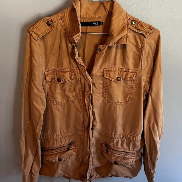 Max Jeans Cargo Jacket Tank Brown Size Small - Picture 1 of 12